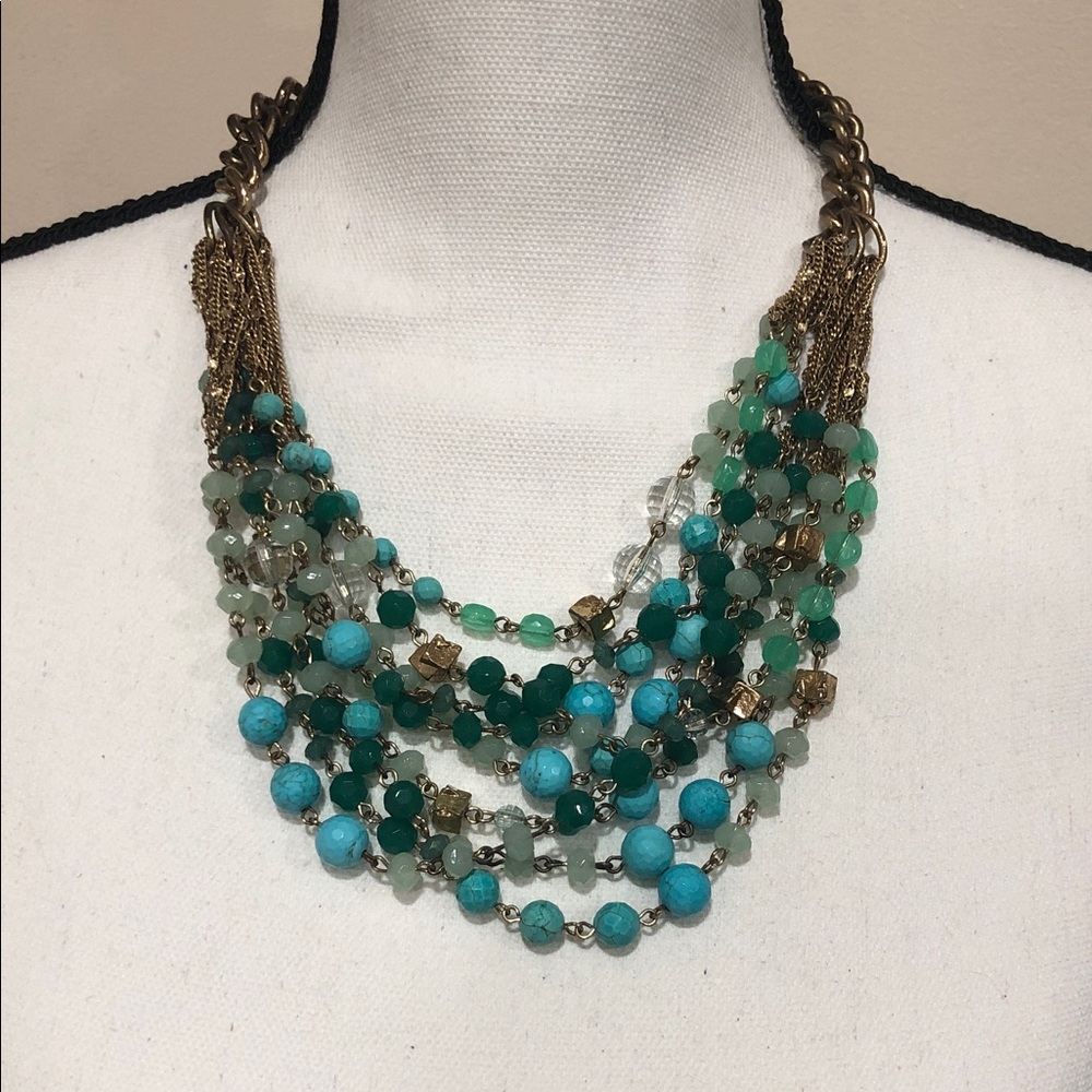 Stella & Dot Maldives Turquoise and Gold Multi-Strand Necklace